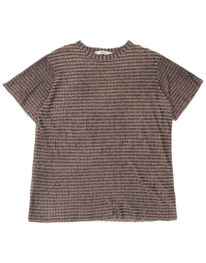 Übergroßes T-Shirt-Oberteil von Zara für Damen, UK 14, Mittelschwarz, gestreift, Polyester