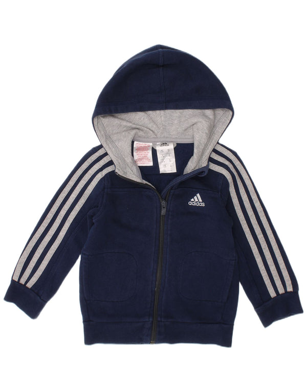 Adidas Jungen-Kapuzenpullover mit Reißverschluss, 2–3 Jahre, marineblaue Baumwolle