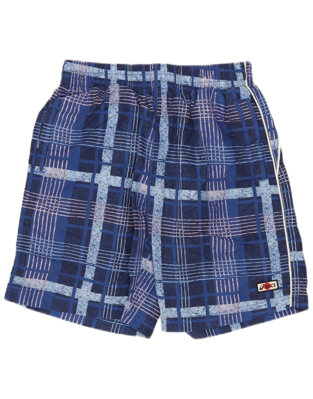 ASICS Herren-Badeshorts, klein, blau kariert, Polyester
