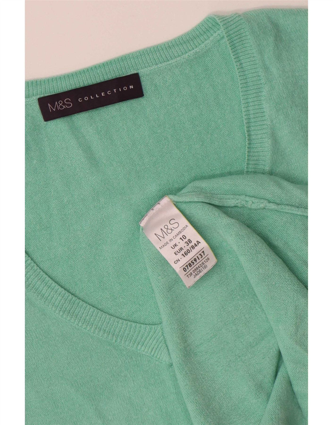 Marks & Spencer Damen-Pullover in Übergröße mit V-Ausschnitt, Gr. 10, Größe S, Grün