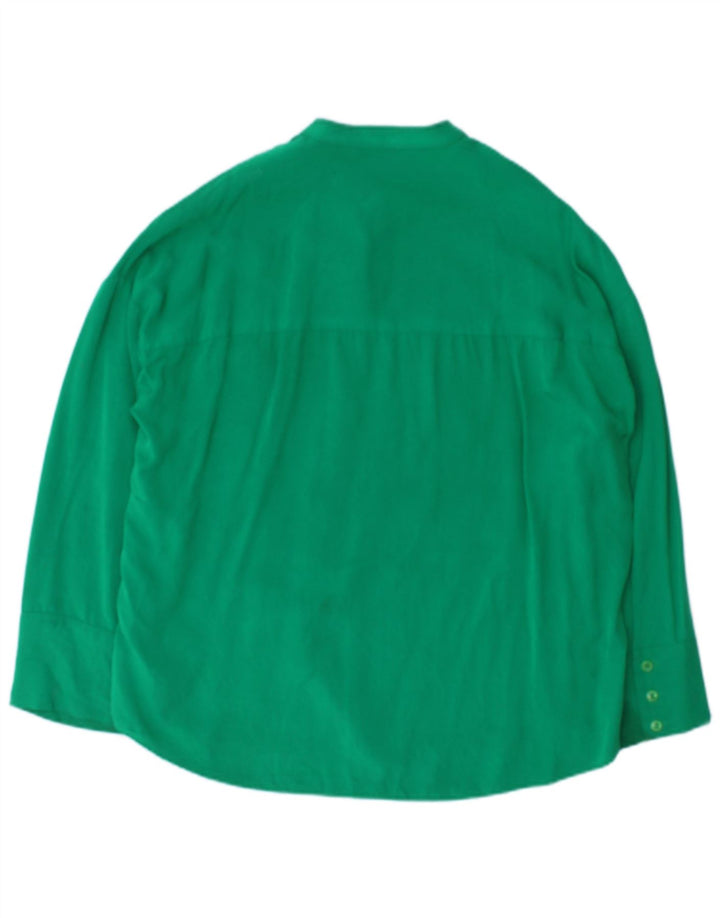 Zara Damen-Oversize-Hemdbluse, Gr. 10, kleine grüne Viskose