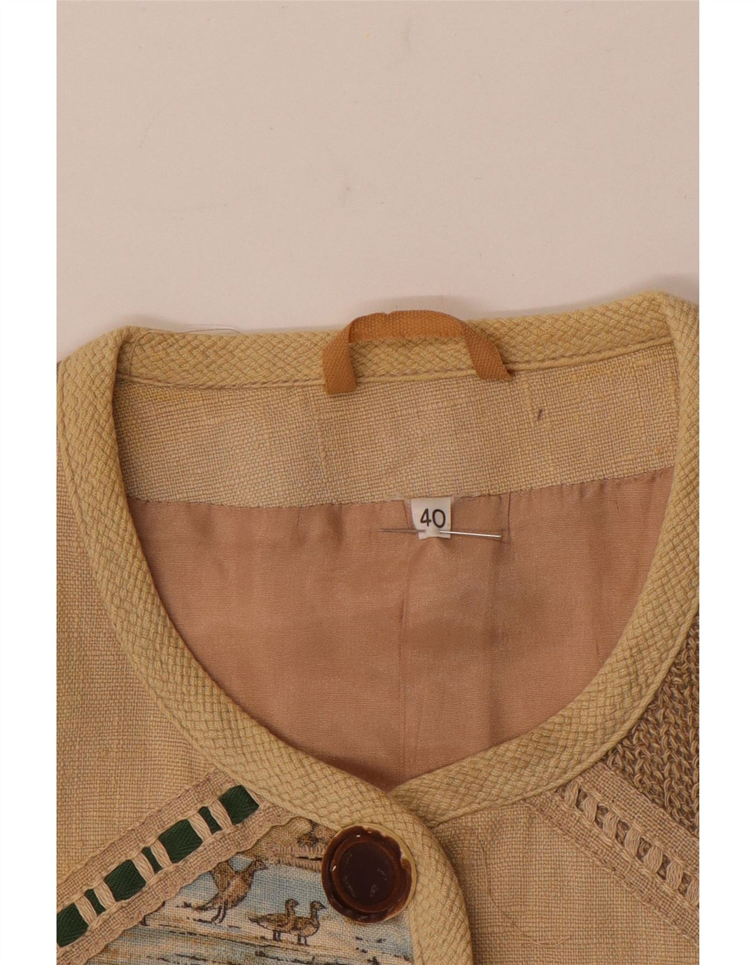 Vintage Damen Übergroße 5-Knopf-Blazerjacke EU 40 Mittelbeige