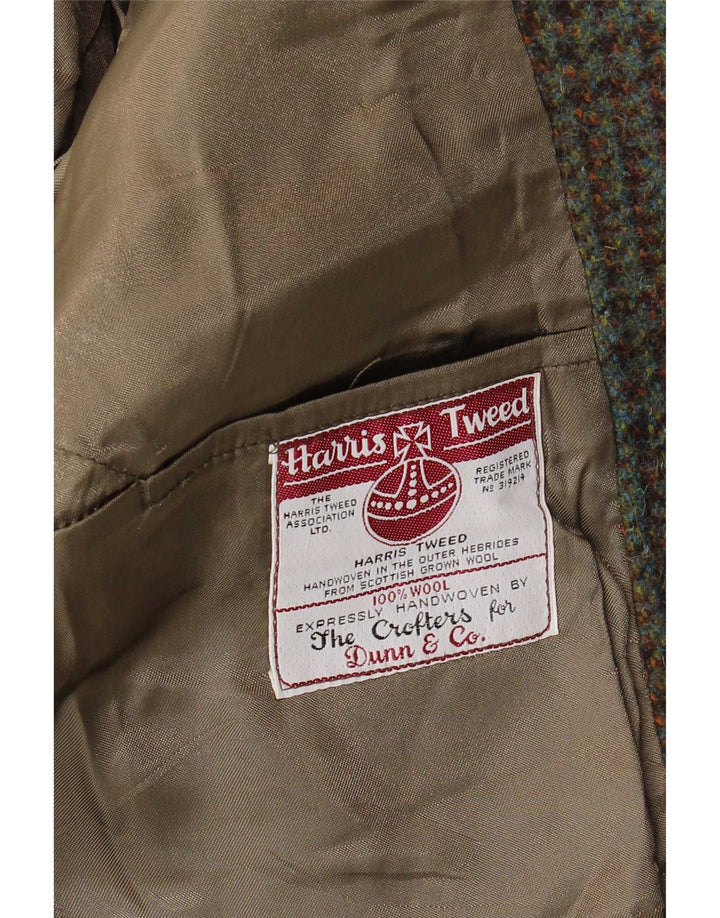 Harris Tweed Herren-Blazer mit 3 Knöpfen, UK 38, mittlerer Khaki-Hahnentrittmuster