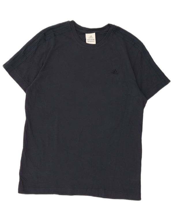 Adidas Mens T-Shirt Top UK 40/42 Medium Navy Blue Cotton
