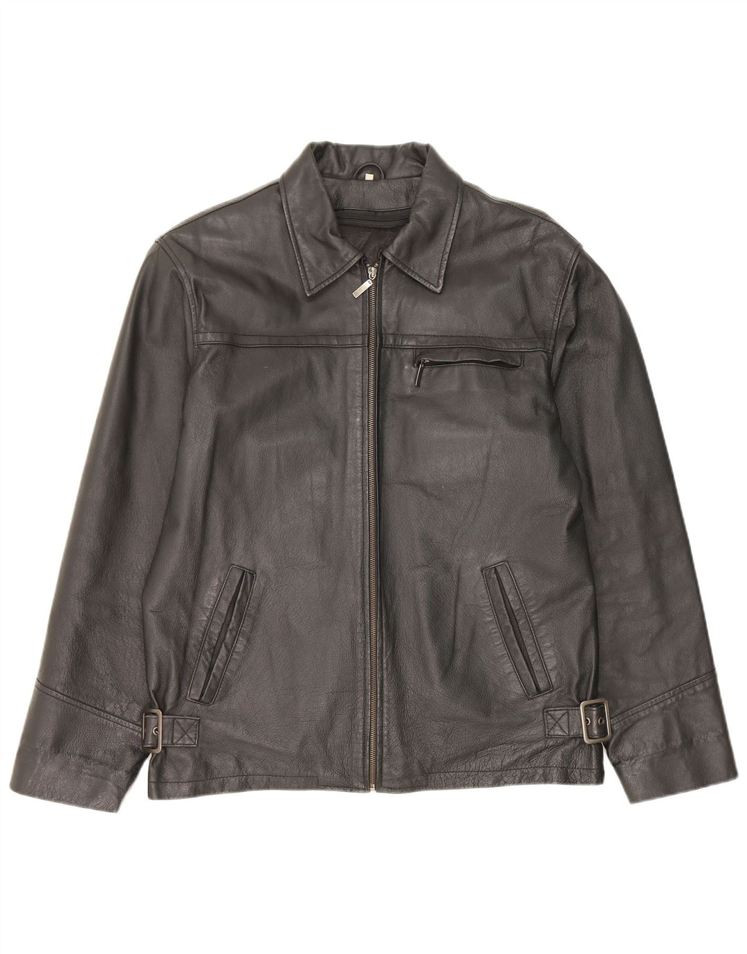 Vintage Herren Lederjacke IT 48 Mittelschwarzes Leder