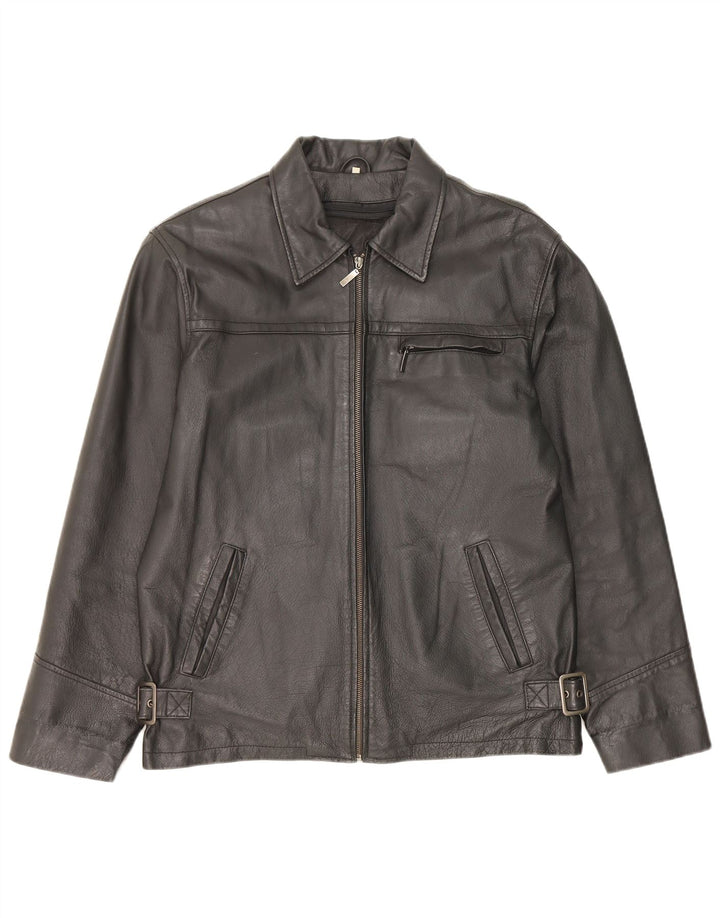 Vintage Herren Lederjacke IT 48 Mittelschwarzes Leder
