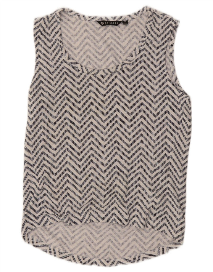 Athleta Ärmelloses Blusenoberteil für Damen, UK 6, XS, Weiß, Chevron-Modal
