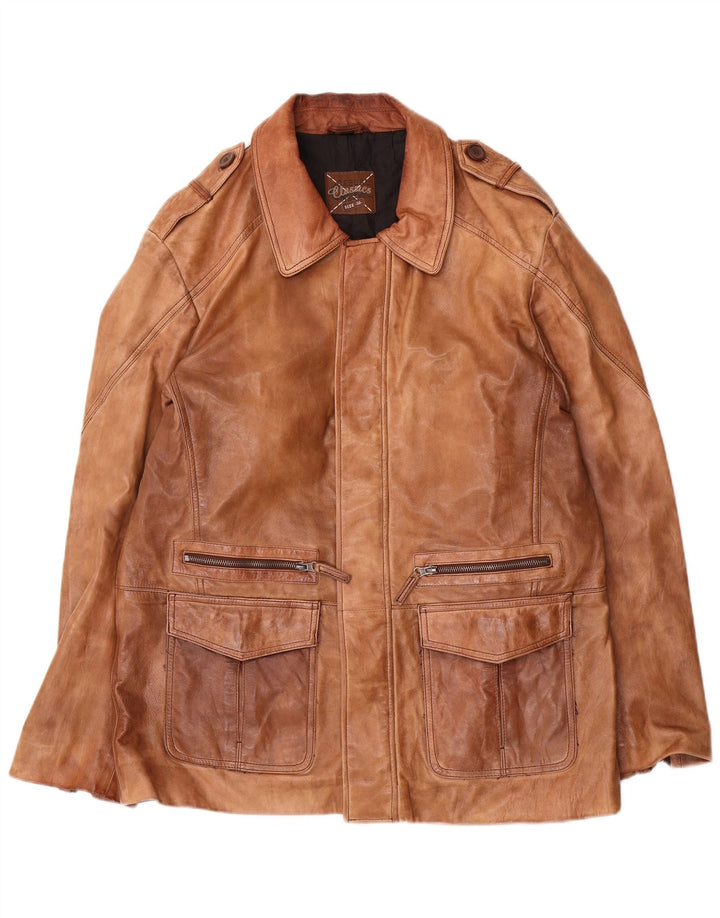 Classics Herren-Militärlederjacke IT 50, großes braunes Leder