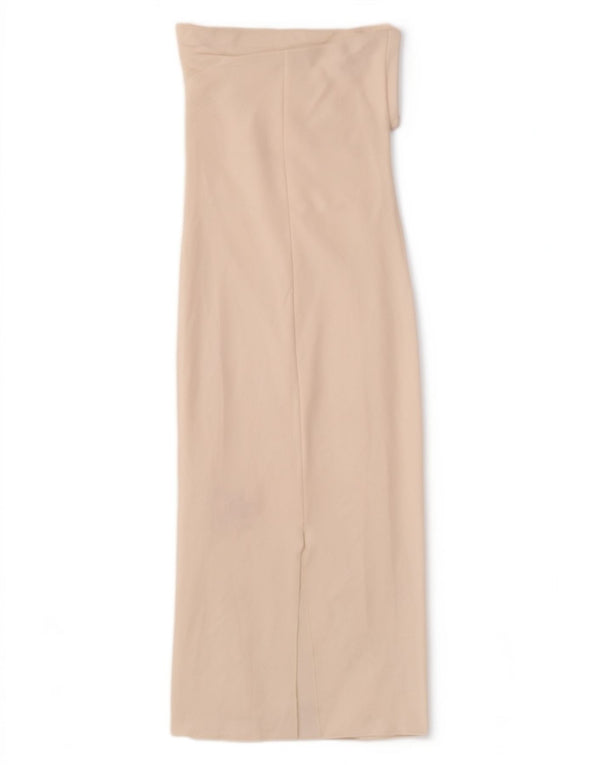 Zara Damen Trägerloses Kleid UK 14 Mittelweiße Viskose