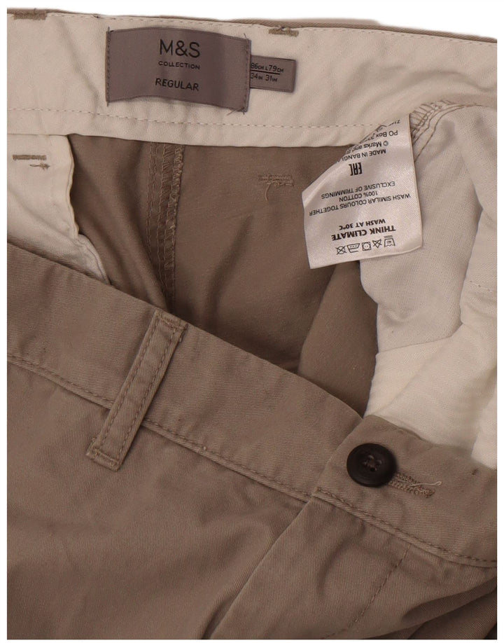 Marks & Spencer Herren-Chinohose mit normaler Passform, W34 L31, graue Baumwolle