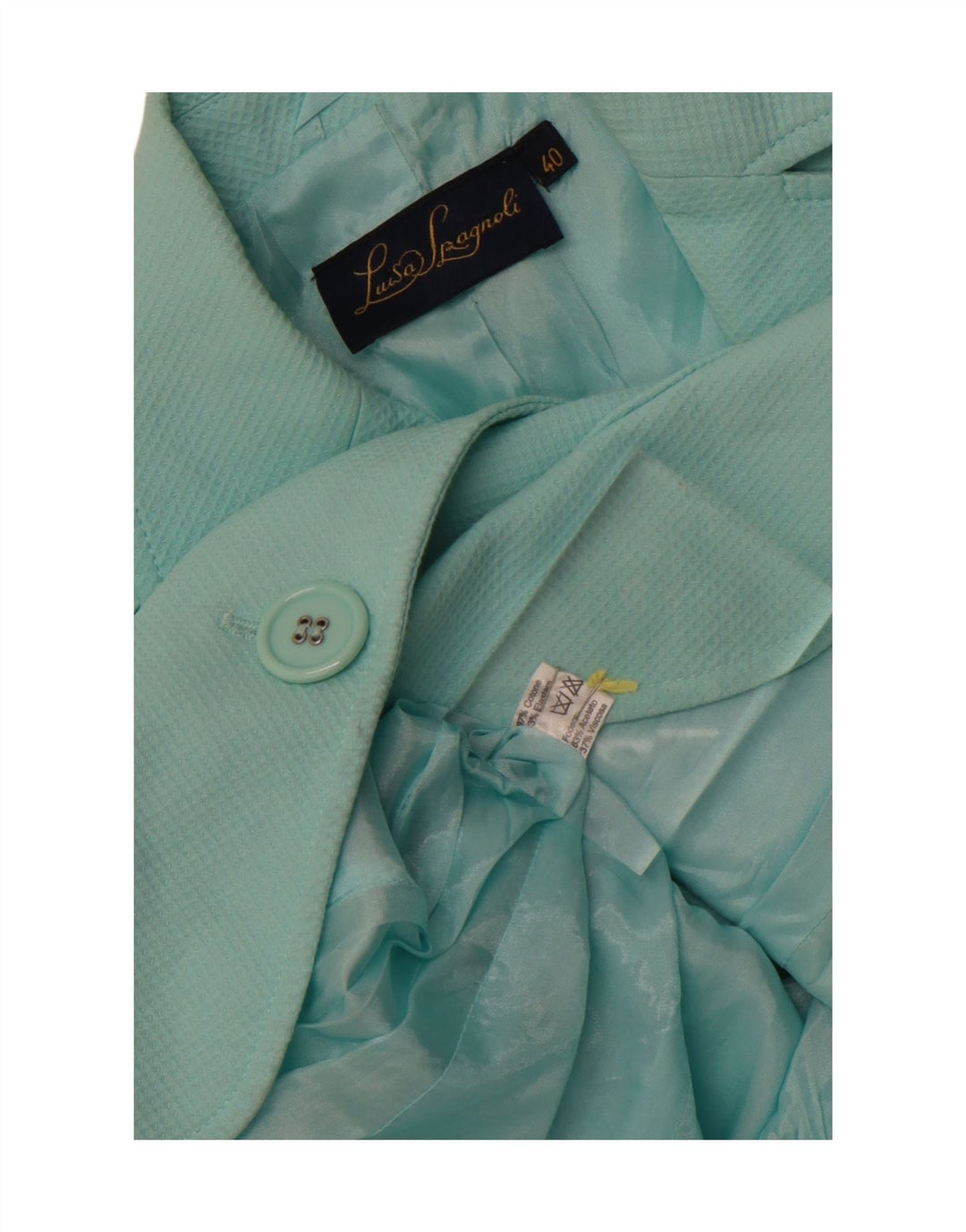 Luisa Spagnoli Damen 3-Knopf-Blazerjacke IT 40 Small Türkis Baumwolle