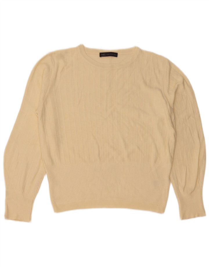 Marks & Spencer Damen-Pullover mit Rundhalsausschnitt, UK 12, mittelbeige Viskose