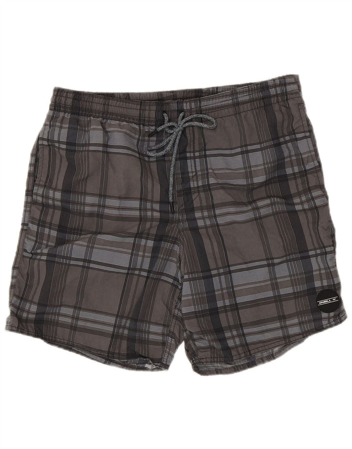 O'Neill Herren-Badeshorts aus mittelgrau kariertem Polyester