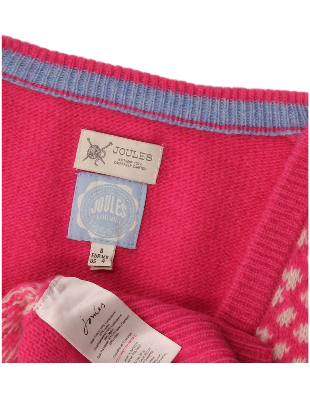 Joules Damen-Weste-Tanktop UK 8 Small Pink Floral Lammwolle