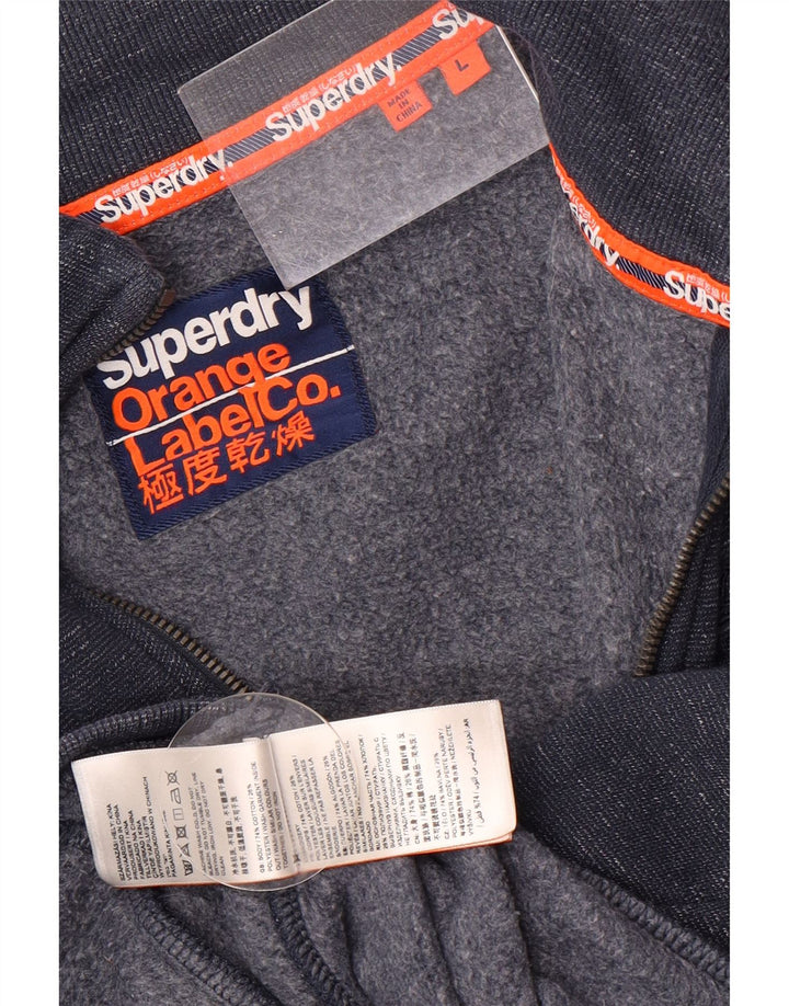 Superdry Herren-Trainingsanzug-Oberteil, große marineblaue gesprenkelte Baumwolle