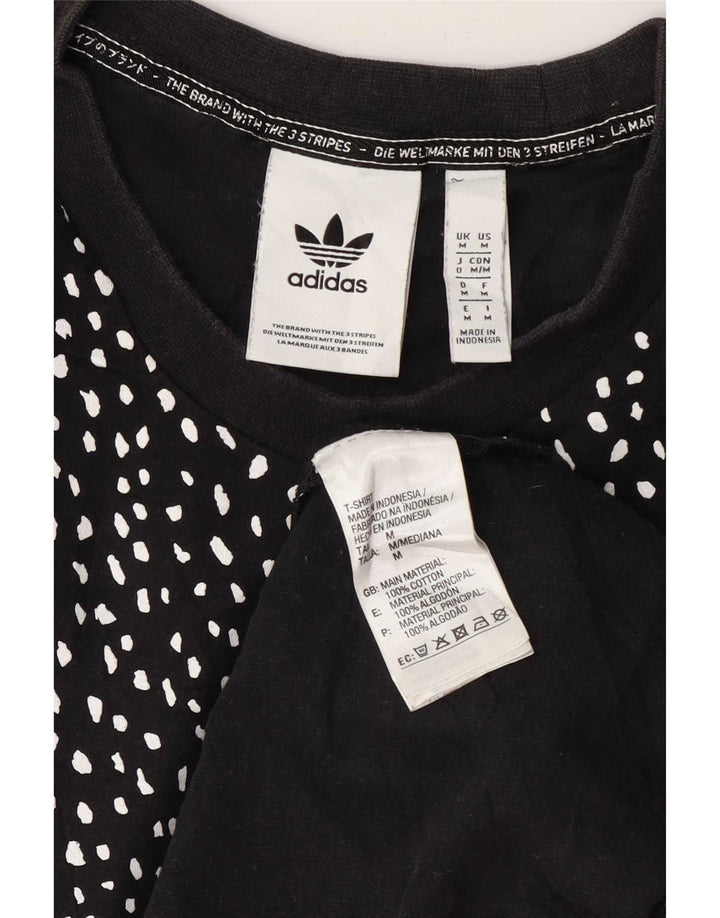 Adidas Herren T-Shirt Top Medium Schwarz Gepunktete Baumwolle