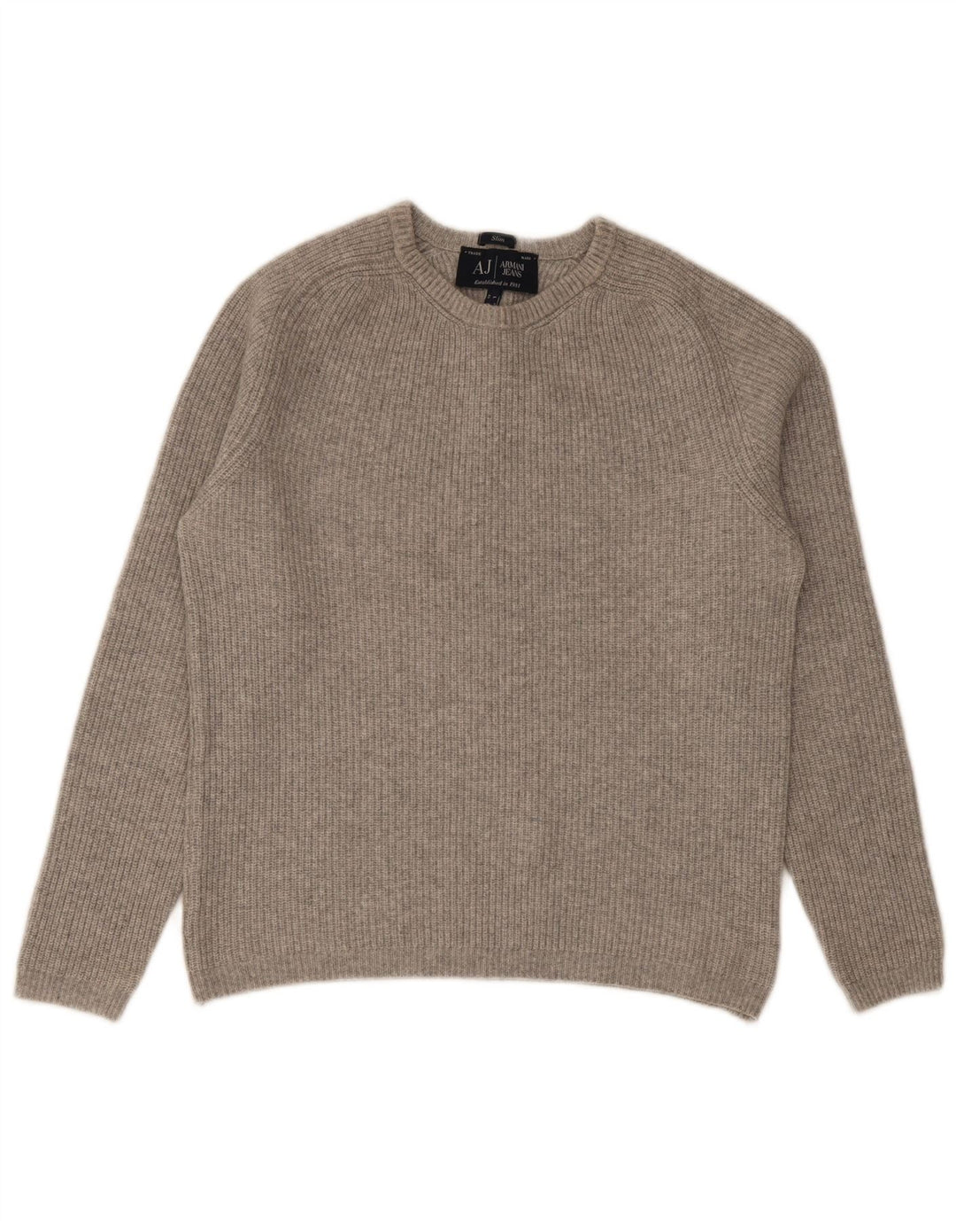 Armani Herren Slim Fit Rundhalspullover Pullover Große graue Baumwolle