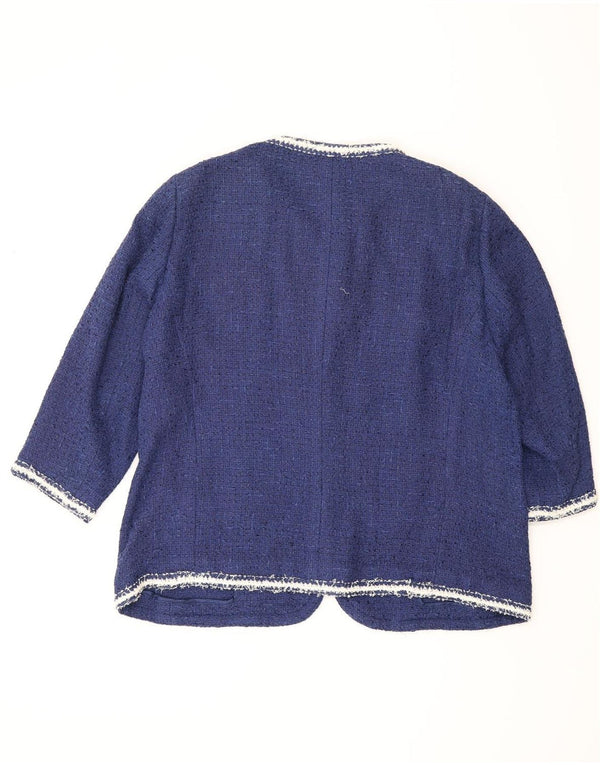 Luisa Spagnoli Damen Blazerjacke mit 3/4-Ärmeln IT 50 XL Marineblaue Viskose