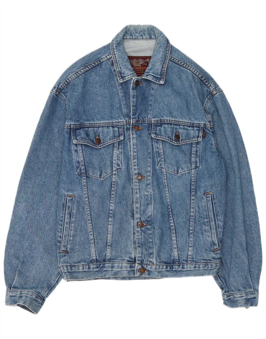 Casucci Herren Jeansjacke UK 38 Mittelblaue Baumwolle