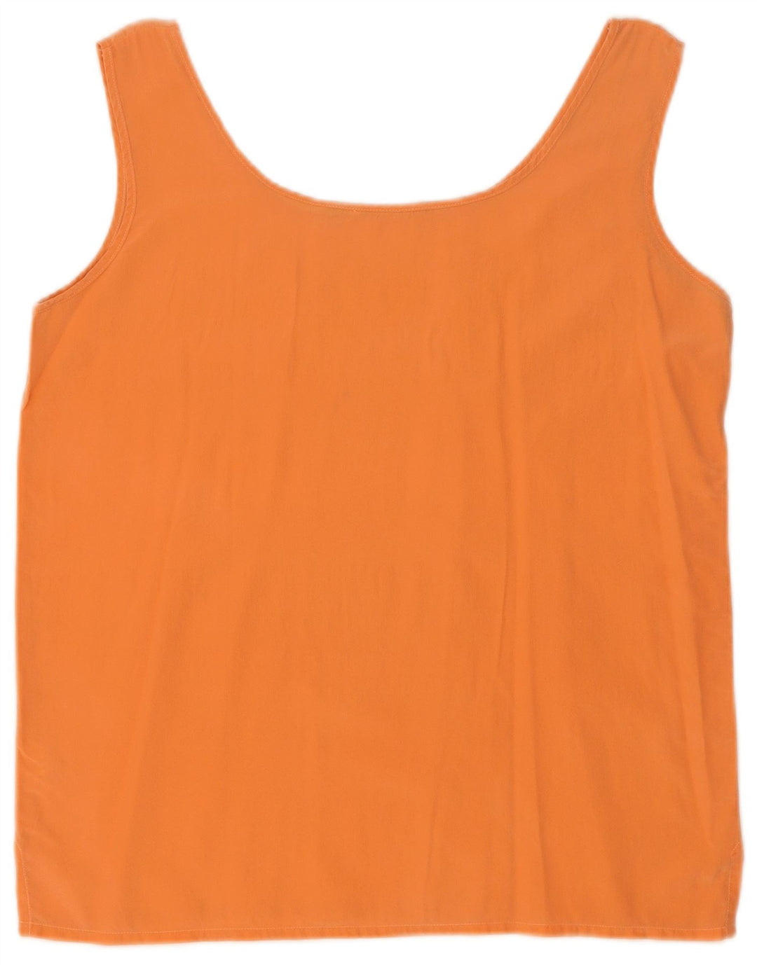Vintage Damen Ärmelloses Blusentop UK 14 Mittelorange Seide