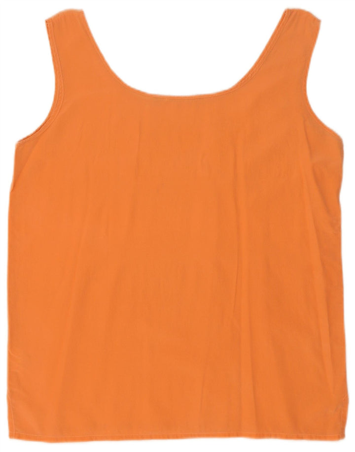 Vintage Damen Ärmelloses Blusentop UK 14 Mittelorange Seide