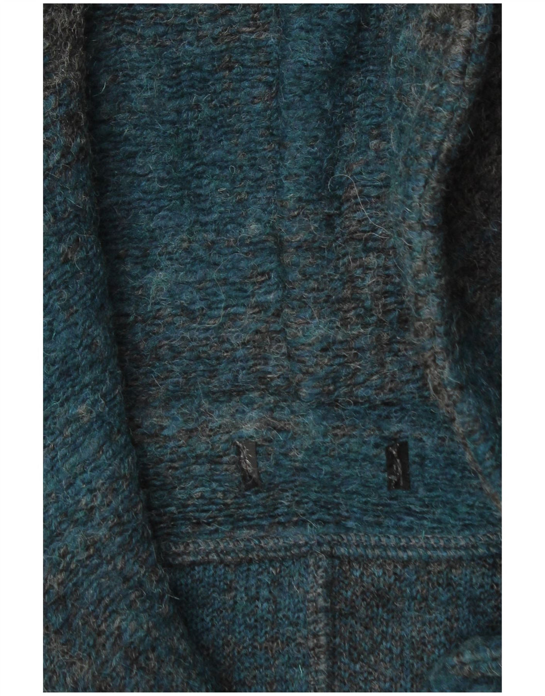 Vintage Damen Kapuzen-Dufflecoat UK 16 Großer türkisfarbener Karo