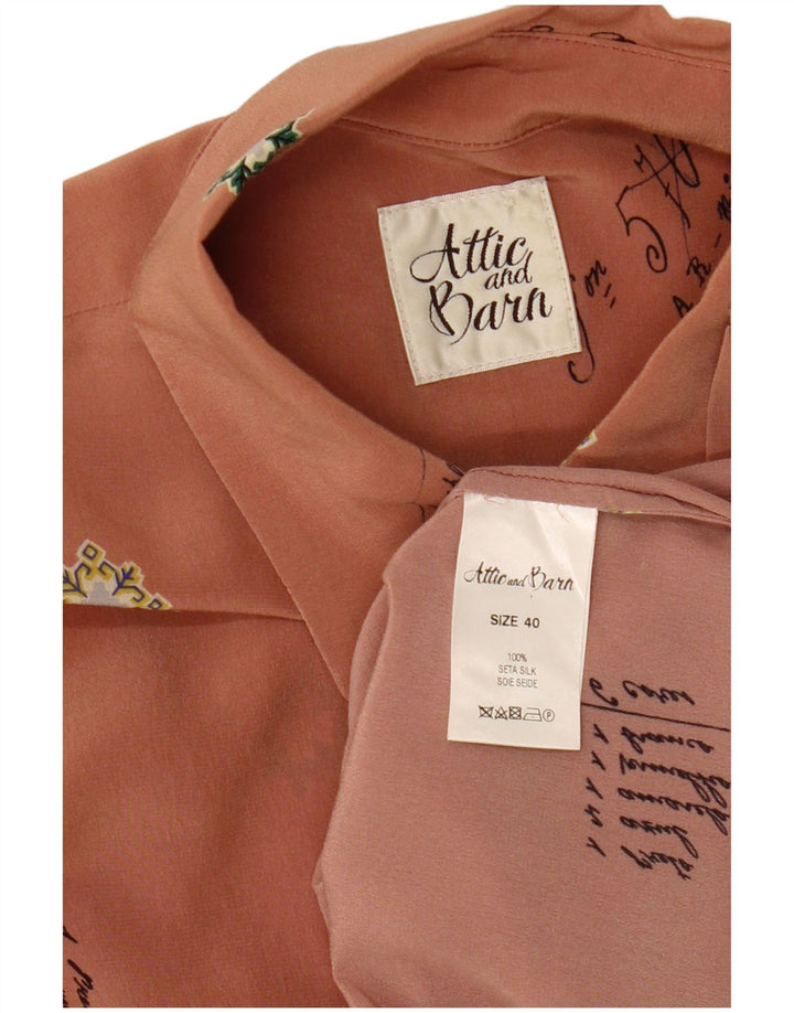 Attic And Barn Damen-Hemdbluse mit abstraktem Muster, EU 40, mittelrosa Seide