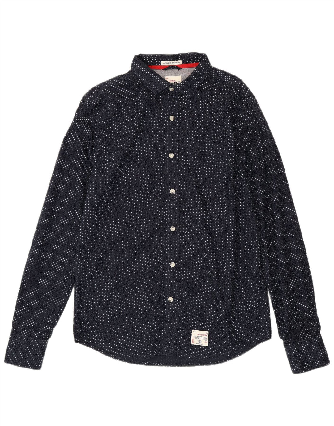 Superdry Herren-Hemd XL, marineblau, gepunktet, Baumwolle