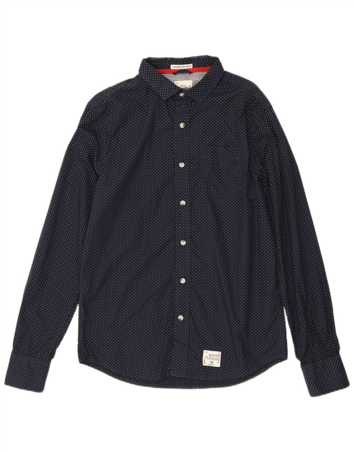 Superdry Herren-Hemd XL, marineblau, gepunktet, Baumwolle