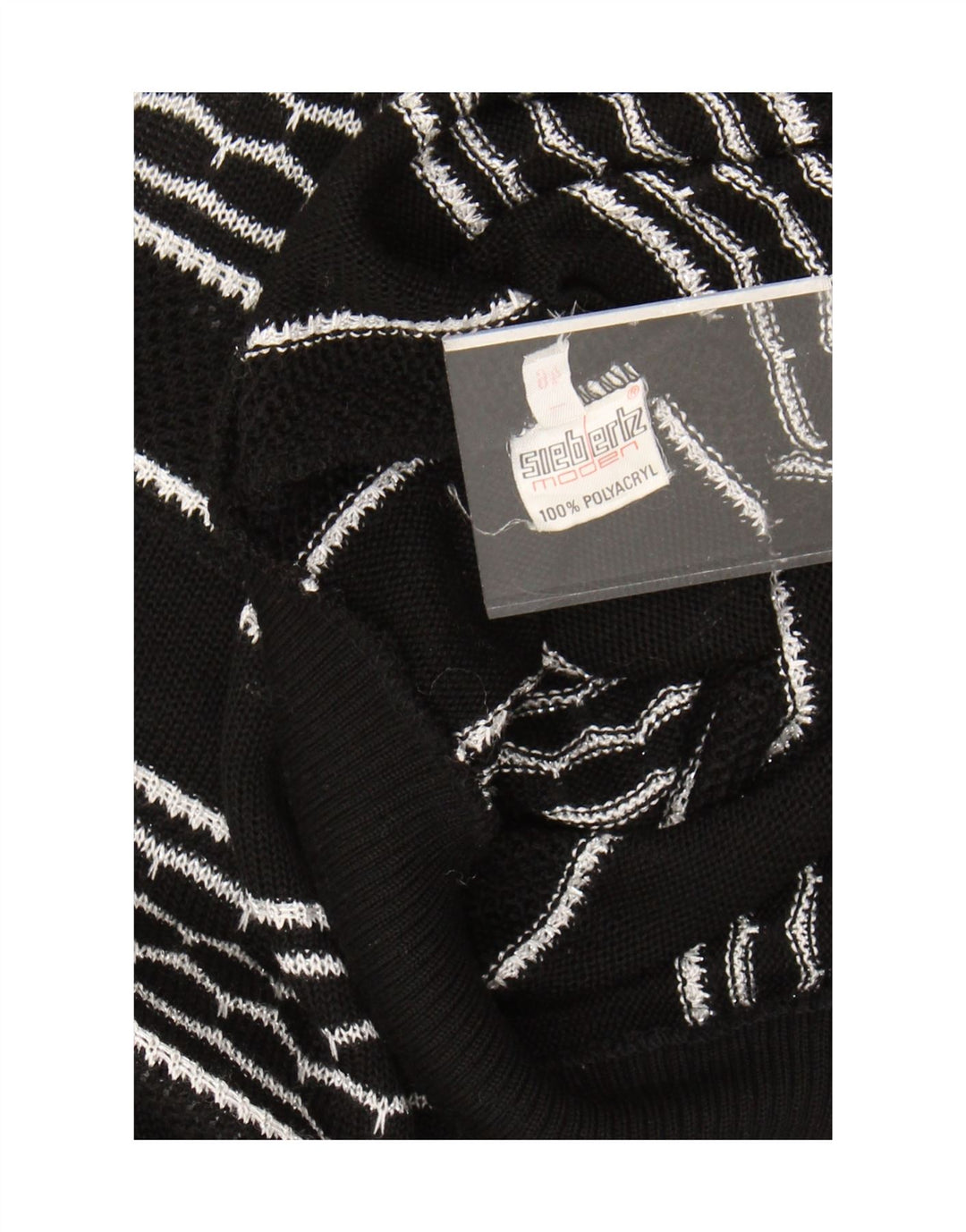 Vintage Damen Pullover mit U-Boot-Ausschnitt EU 46 XL Schwarz gestreift Polyacryl