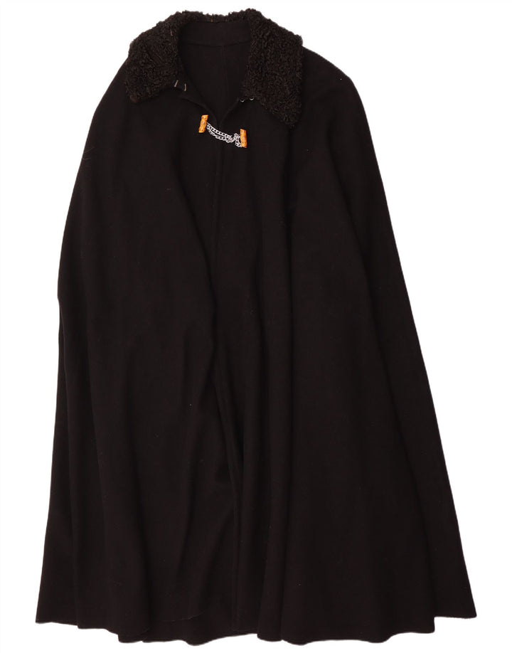 Vintage Damen Poncho Mantel Einheitsgröße Schwarz