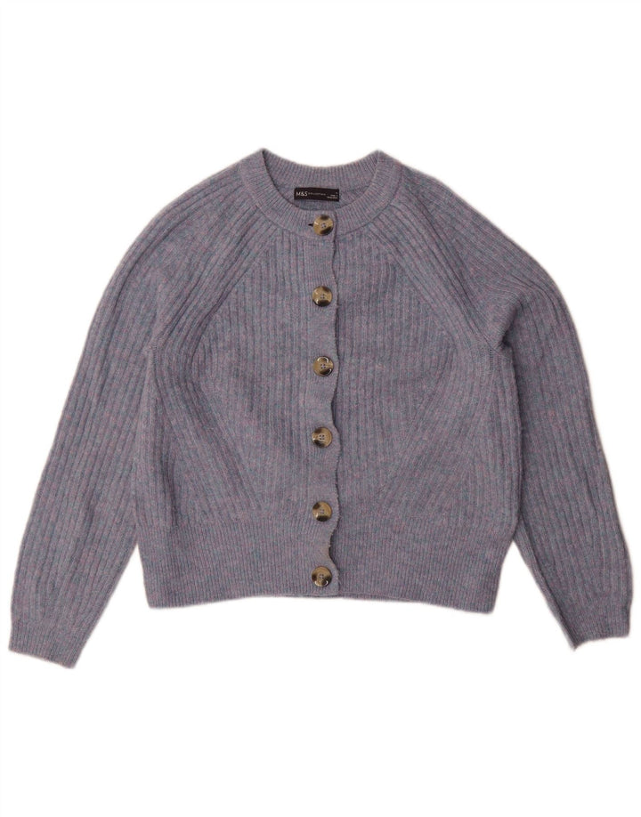 Marks & Spencer Damen Crop Cardigan Pullover UK 14 Mittelblau meliert