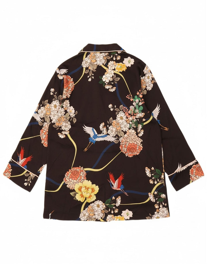 VINTAGE Womens Shirt Blouse IT 46 Large Black Floral Polyester Vintage Vintage and Second-Hand Vintage from Messina Hembry 