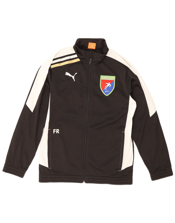 Puma Jungen-Trainingsanzug mit grafischem Oberteil, 13–14 Jahre, schwarzes Farbblockdesign