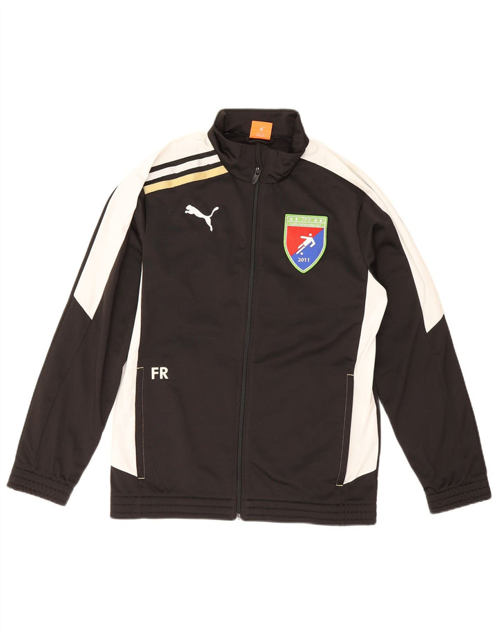 Puma Jungen-Trainingsanzug mit grafischem Oberteil, 13–14 Jahre, schwarzes Farbblockdesign