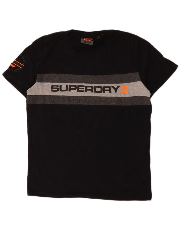 Superdry Herren Grafik-T-Shirt-Oberteil XL aus schwarzer Colourblock-Baumwolle