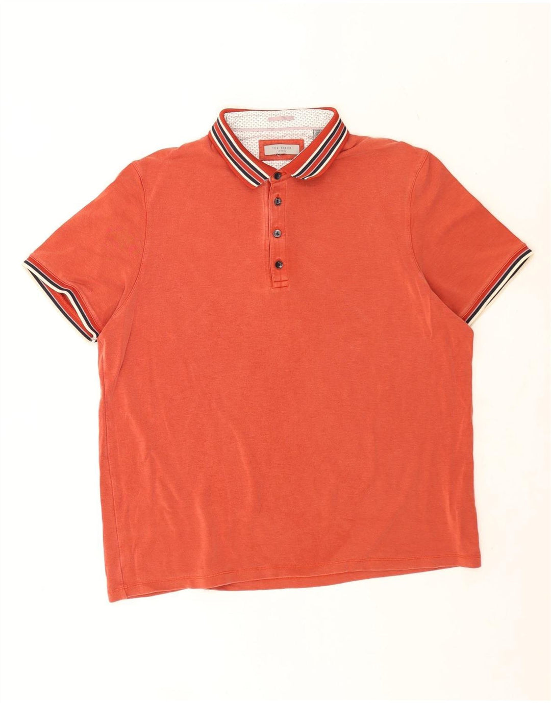 Ted Baker Herren Poloshirt XL Orange gestreift Lyocell