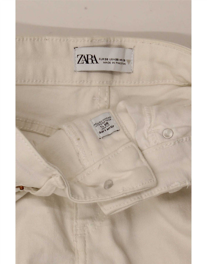 Zara Damen Schlagjeans EU 38 Small W28 L26 Weiße Baumwolle