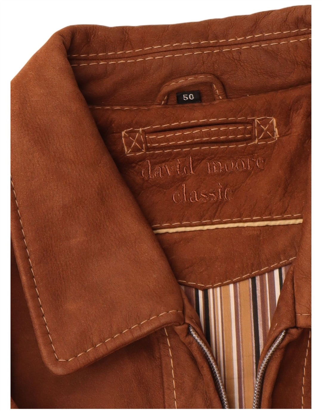 David Moore Herren Lederjacke IT 50 großes braunes Leder