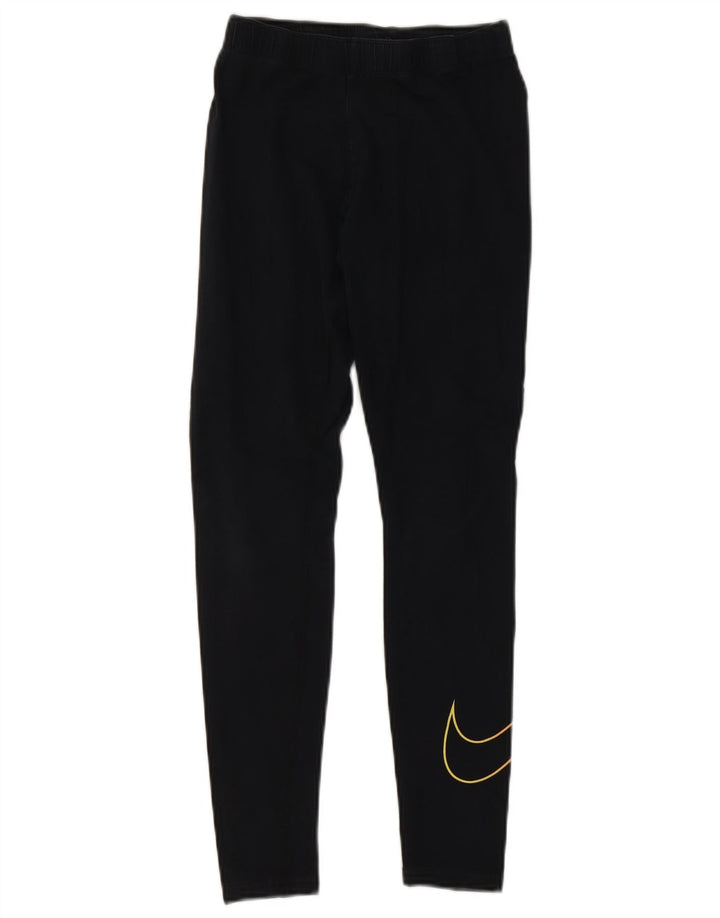 Nike Womens Graphic Leggings UK 10 Small Schwarz Baumwolle