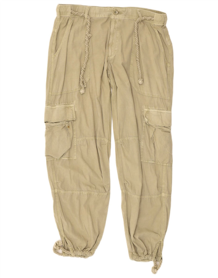 SUPERDRY Womens Joggers Cargo Trousers W32 L30 Khaki Cotton