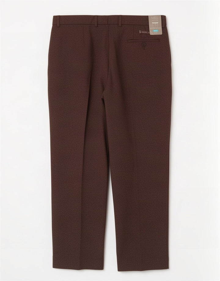 Marks & Spencer Herren-Anzughose in normaler Passform, W40, L31, braun, Polyester