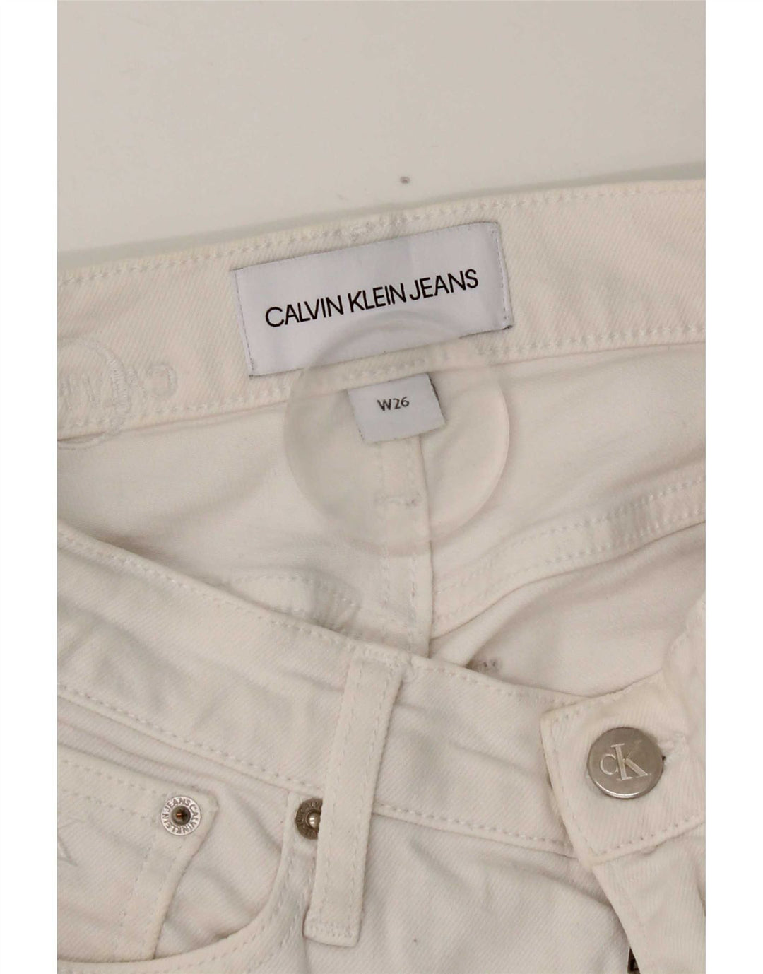 Calvin Klein Damen Tapered Jeans W26 L26 Weiß