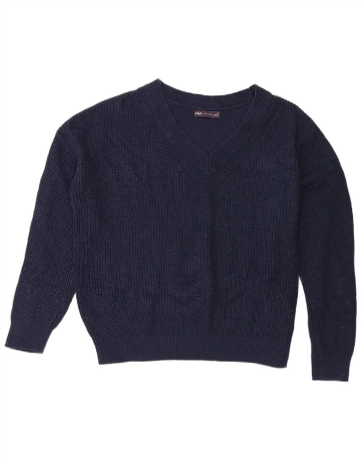 Marks & Spencer Damen-Pullover mit V-Ausschnitt, Gr. 14, mittleres Marineblau