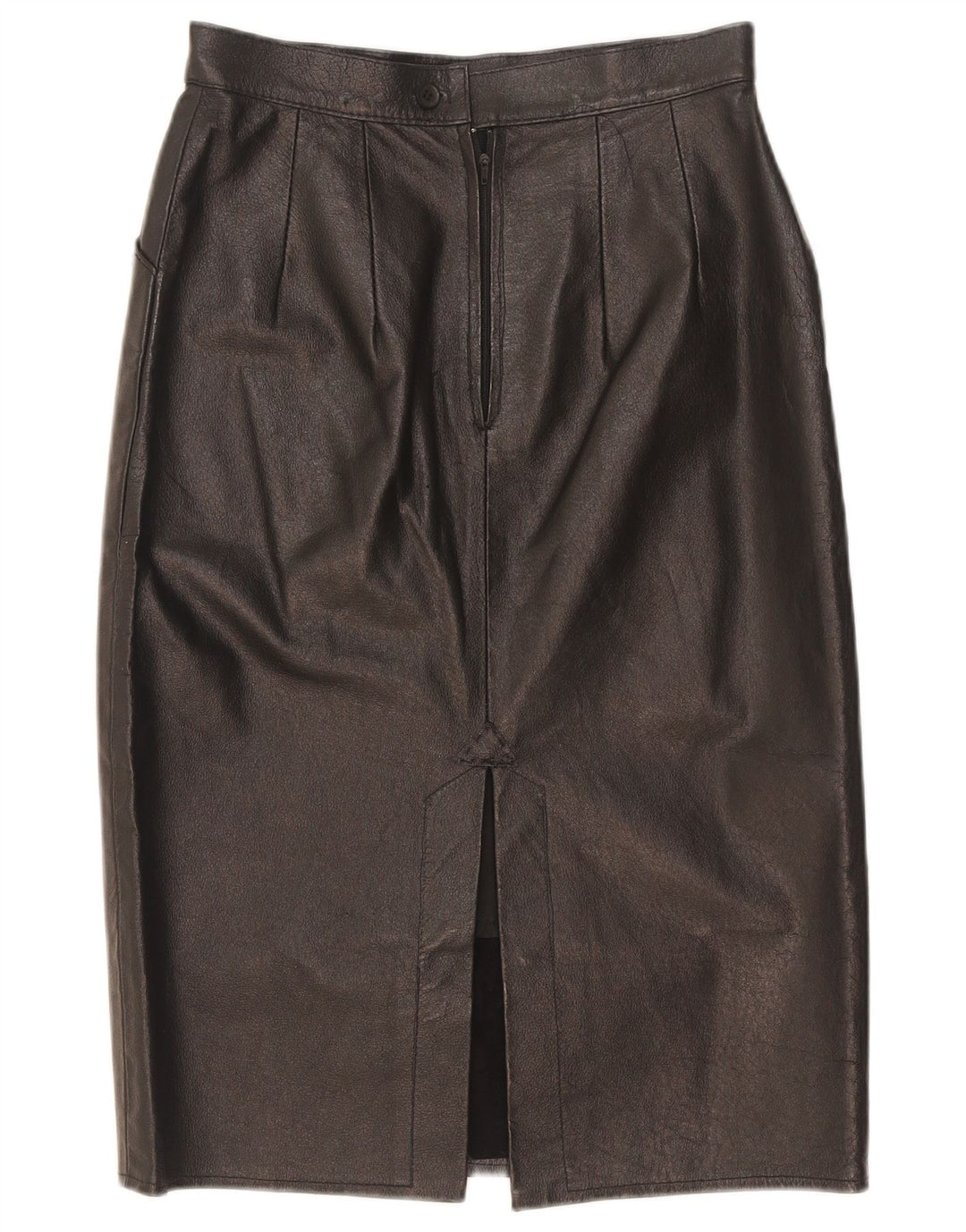 Vintage Damen Midi Lederrock W25 XS Schwarz