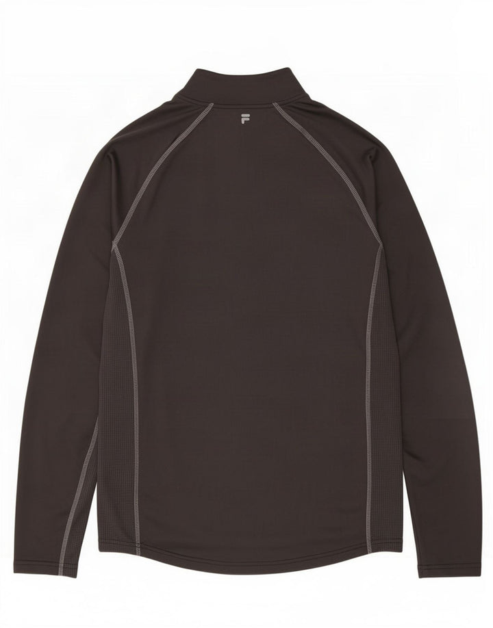 Fila Herren-Pullover-Trainingsanzugoberteil mit Reißverschluss, Mittelschwarzes Polyester