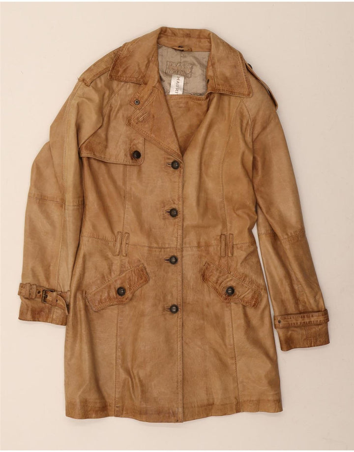 MAURITIUS Damen Ledermantel EU 38 Mittelbraunes Leder