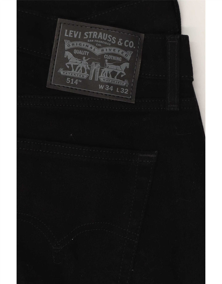 Levi's Herren 514 Straight Jeans W34 L32 Schwarze Baumwolle