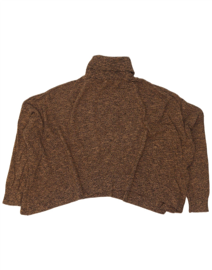 Zara Damen Crop Rollkragenpullover Pullover UK 14 Mittelbraun gefleckt