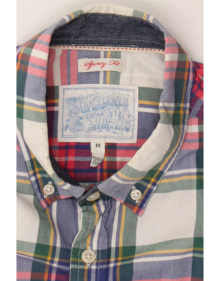 VINTAGE Mens Sporty Fit Shirt Medium Multicoloured Check Cotton Vintage Vintage and Second-Hand Vintage from Messina Hembry 